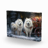 Samoyed Snowy Sleigh Kerstmisdecor Fotoblokken (Rechts)