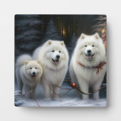 Samoyed Snowy Sleigh Kerstmisdecor Fotoplaat (Voorkant)