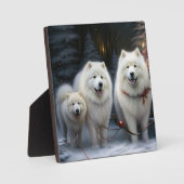 Samoyed Snowy Sleigh Kerstmisdecor Fotoplaat (Voorkant)