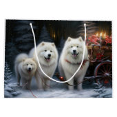 Samoyed Snowy Sleigh Kerstmisdecor Groot Cadeauzakje (Achterkant)