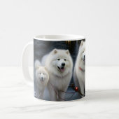 Samoyed Snowy Sleigh Kerstmisdecor Koffiemok (Voorkant links)