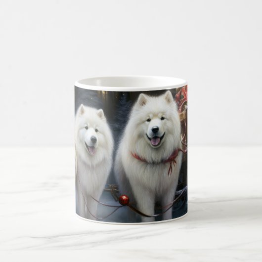 Samoyed Snowy Sleigh Kerstmisdecor Koffiemok (Center)