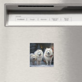 Samoyed Snowy Sleigh Kerstmisdecor Magneet (Insitu (Vaatwasser))