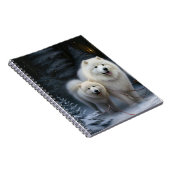 Samoyed Snowy Sleigh Kerstmisdecor Notitieboek (Rechterzijde)