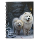 Samoyed Snowy Sleigh Kerstmisdecor Notitieboek (Voorkant)