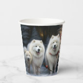 Samoyed Snowy Sleigh Kerstmisdecor Papieren Bekers (Achterkant)