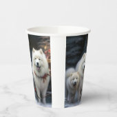 Samoyed Snowy Sleigh Kerstmisdecor Papieren Bekers (Links)