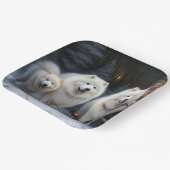 Samoyed Snowy Sleigh Kerstmisdecor Papieren Bordje (Gebogen)