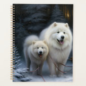 Samoyed Snowy Sleigh Kerstmisdecor Planner (Voorkant)