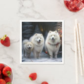 Samoyed Snowy Sleigh Kerstmisdecor Servet (Insitu)