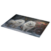 Samoyed Snowy Sleigh Kerstmisdecor Snijplank (Hoek)