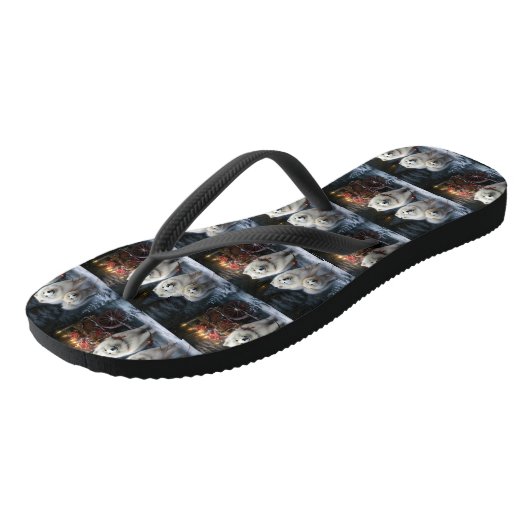 Samoyed Snowy Sleigh Kerstmisdecor Teenslippers (Schuin)