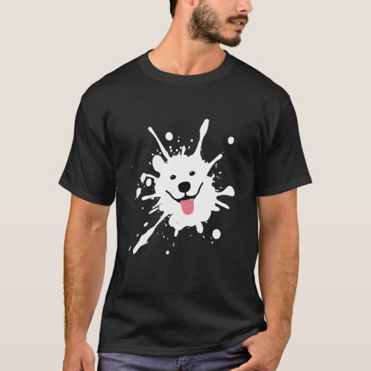 Samoyed Splatter Happy Puppy Dog Face T-shirt (Voorkant)