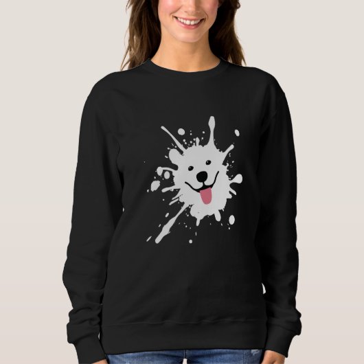 Samoyed Splatter Happy Puppy Dog Face   Trui (Voorkant)