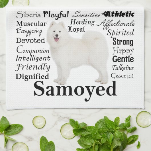 Samoyed Traits Kitchen Towel Theedoek (Gevouwen)