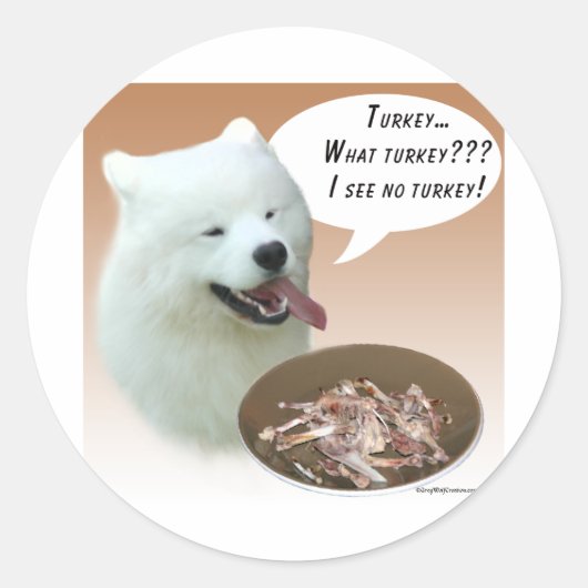 Samoyed Turkey Ronde Sticker (Voorkant)