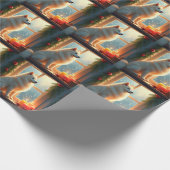 Samoyed Under the Mistletoe Christmas Painting Cadeaupapier (Hoek)