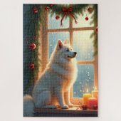 Samoyed Under the Mistletoe Christmas Painting Legpuzzel (Verticaal)