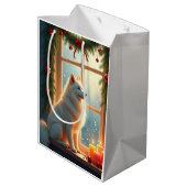 Samoyed Under the Mistletoe Christmas Painting Medium Cadeauzakje (Achterkant Gekanteld)