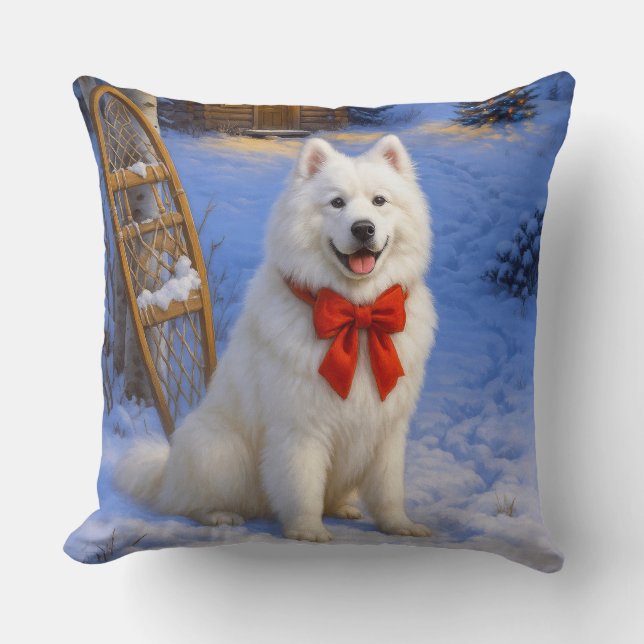 Samoyed Vakantie  Kussen (Voorkant)