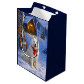 Samoyed Vakantie Medium Cadeauzakje (Voorkant Gekanteld)