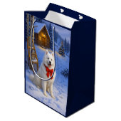 Samoyed Vakantie Medium Cadeauzakje (Achterkant Gekanteld)