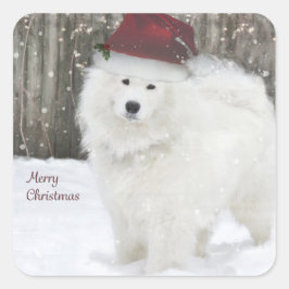 Samoyed vakantie Stickers—20 afgeronde pleinen Vierkante Sticker