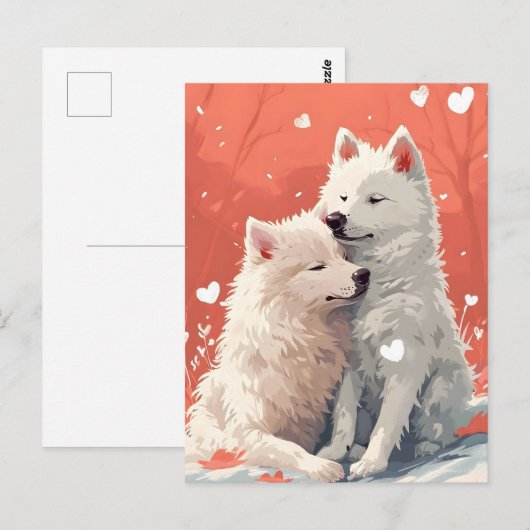 Samoyed Valentijnsdag Briefkaart (Voorkant / Achterkant)