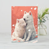 Samoyed Valentijnsdag  Feestdagenkaart (Staand voorkant)