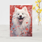 Samoyed Valentijnsdag Kaart (Gele Bloem)