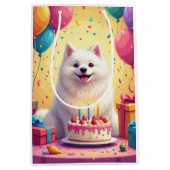 Samoyed Verjaardagsfeest Medium Cadeauzakje (Voorkant)