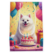 Samoyed Verjaardagsfeest Medium Cadeauzakje (Achterkant)