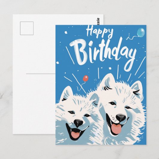 Samoyed Verjaardagskaart Briefkaart (Voorkant / Achterkant)