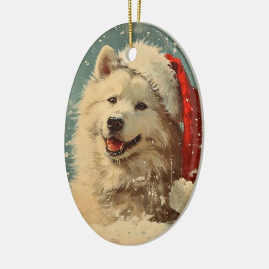 Samoyed vintage kerst keramisch ornament (Links)