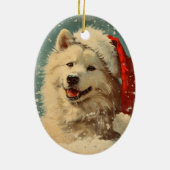 Samoyed vintage kerst keramisch ornament (Achterkant)