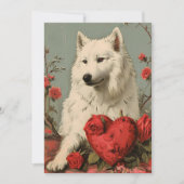 Samoyed Vintage Valentijnsdag  Feestdagenkaart (Voorkant)
