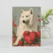 Samoyed Vintage Valentijnsdag  Feestdagenkaart (Staand voorkant)