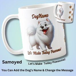Samoyed, voeg de naam van de hond toe, verander te koffiemok