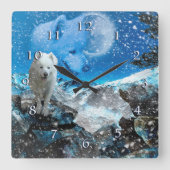 SAMOYED VOLLE MAAN WINTER VIERKANTE KLOK (Voorkant)