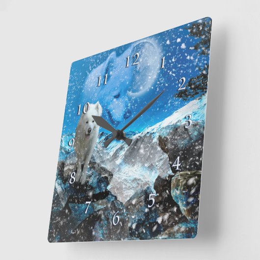 SAMOYED VOLLE MAAN WINTER VIERKANTE KLOK (Hoek)