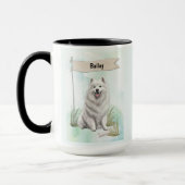 Samoyed Watercolor Personalized Dog Mok (Links)