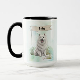 Samoyed Watercolor Personalized Dog Mok