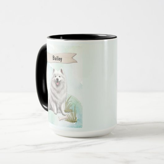Samoyed Watercolor Personalized Dog Mok (Voorkant links)