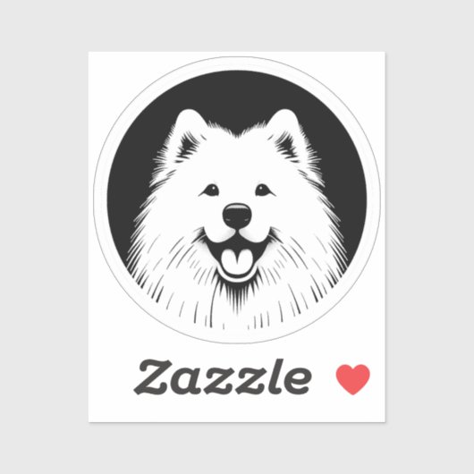 Samoyed White Pop Art Classic Chic Sammie Smile Sticker (Vel)