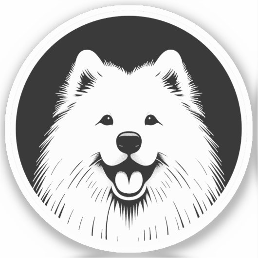 Samoyed White Pop Art Classic Chic Sammie Smile Sticker (Voorkant)