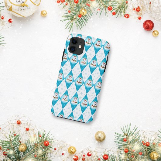 Samoyed Winter Holiday Diamond Pattern Case-Mate iPhone Case