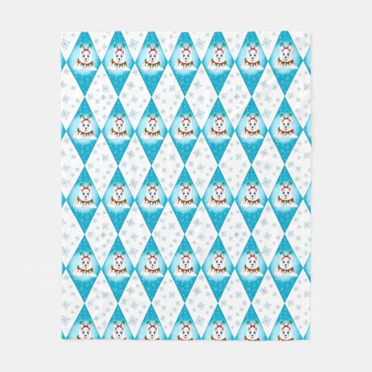 Samoyed Winter Holiday Diamond Pattern Fleece Deken (Voorkant)