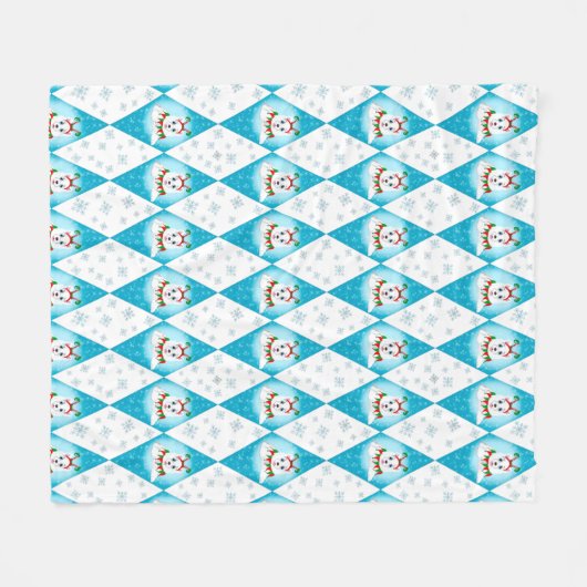 Samoyed Winter Holiday Diamond Pattern Fleece Deken (Voorkant (Horizontaal))
