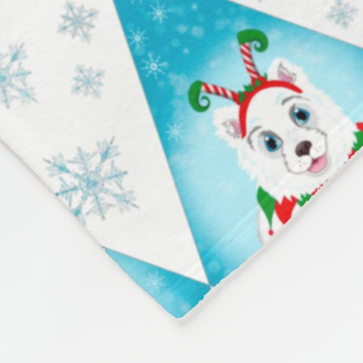 Samoyed Winter Holiday Diamond Pattern Fleece Deken (Hoek)