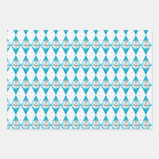 Samoyed Winter Holiday Diamond Pattern Inpakpapier Vel (Voorkant 3)